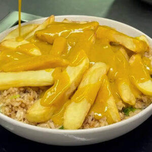 Egg Fried Rice, Chips And Curry Sauce